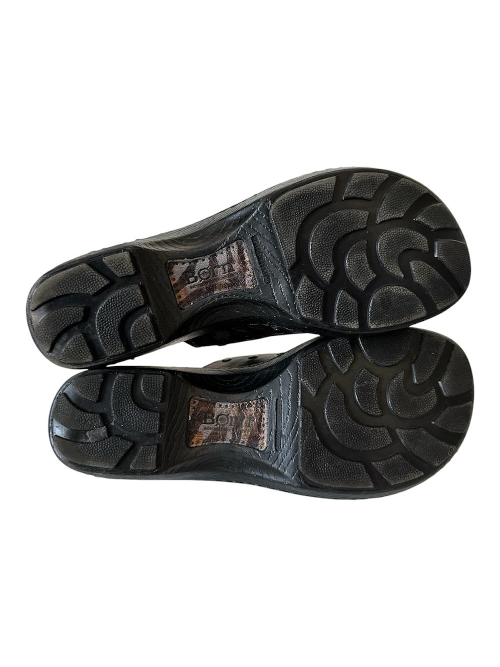 Born Wedge Metallic Brown Zebra Print Leather Clog Mules 9 (40.5) - Picture 9 of 11